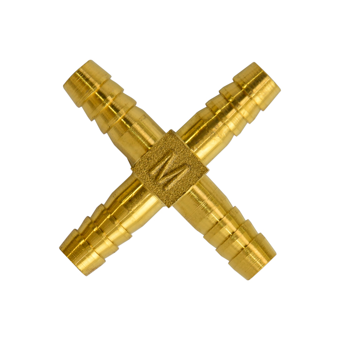 Штуцер крестовой (ф. 9/12 мм, ц/метал. елочка 4-х ход.), GasFit(2)