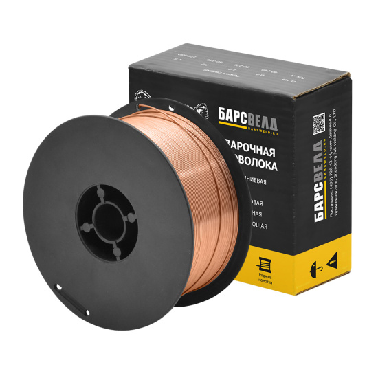 Сварочная Проволока омеднен. БАРСВЕЛД ER-70S-6 ф 0,6 мм (кассета 1 кг, аналог СВ-08ГС)