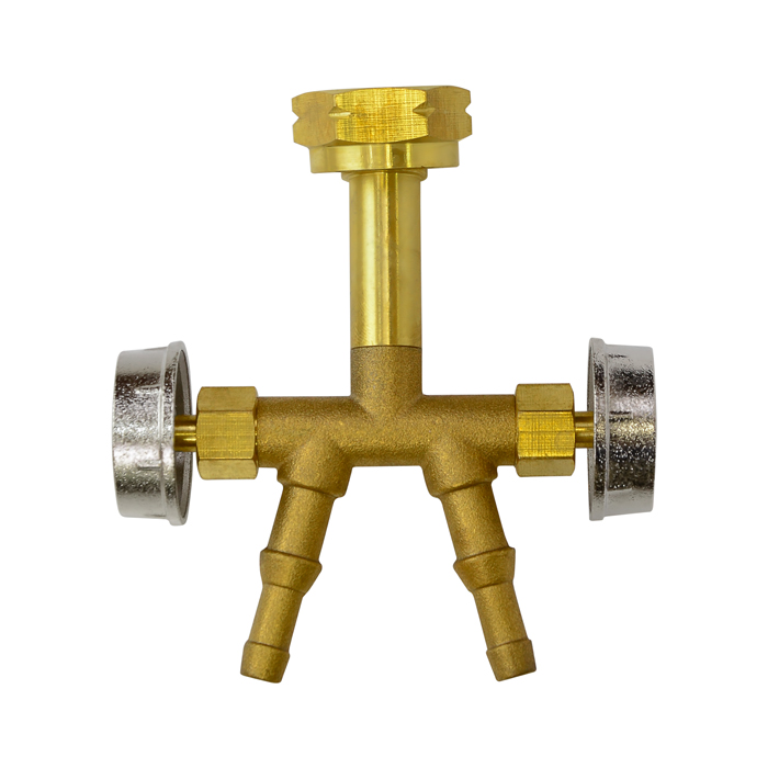 Штуцер-распределитель 2-х канальный с гайкой М22 (ф. 6/9 мм, левая резьба, на ВБ), GasFit